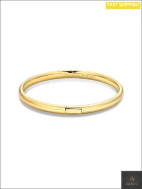 4mm Oval 14k Gold Filled Bangle Bracelet Snap Clasp Minimalist